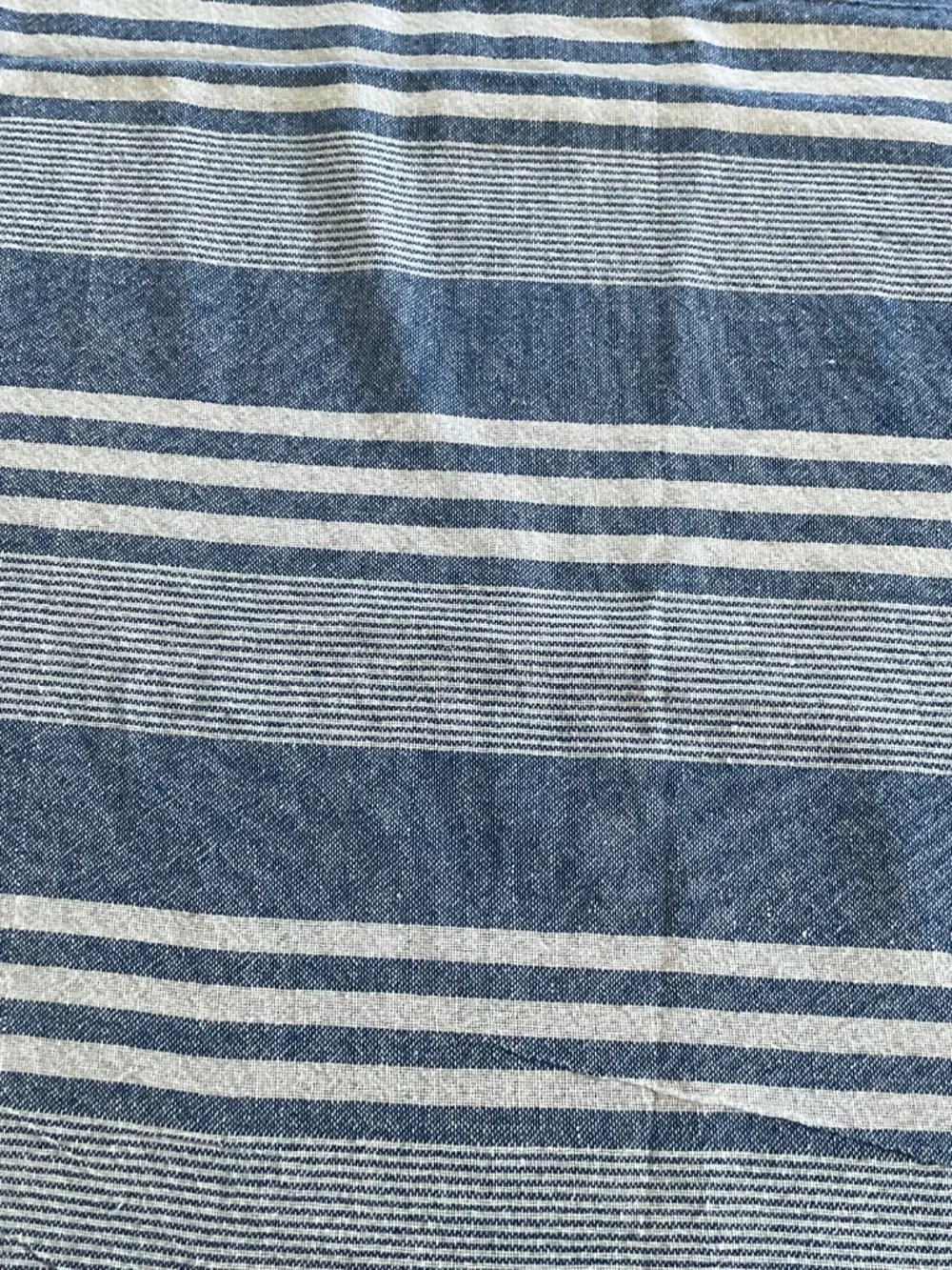 Farmhouse Rectangular Table Cloth 90”x80”Striped Blue White Cottagecore Picnic